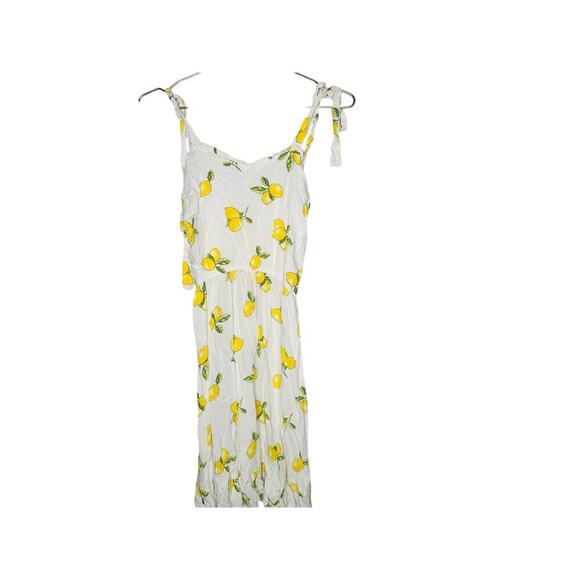 SLATE & WILLOW Yellow White Lemon Print Sweetheart Neckline Midi Dress Size XS - Picture 4 of 12